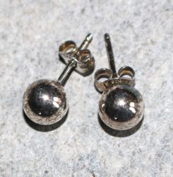 Sterlingsilber - Kugel - 7mm - Ohrstecker - Silber - 2 Paar
