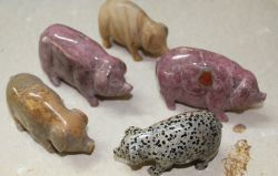 Schwein Tier Figur - Edelstein Mix - 8-10cm - 3 St�ck