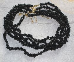 Turmalin schwarz - Splitter - 45cm - Edelstein Kette - 5 St�ck