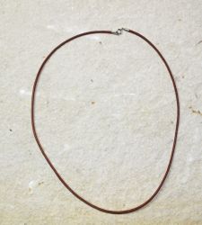 Lederkette - natur - 2mm - 45cm - Silber - 5 St�ck