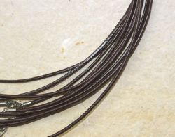 Lederkette - braun - 2mm - 45cm - Metall - 10 St�ck