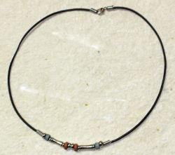 Lederkette - schwarz - 2mm - 45cm - Metall - 5 St�ck