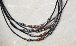 Lederkette - schwarz - 2mm - 45cm - Metall - 5 St�ck