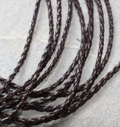 Kunstleder Kette geflochten - braun - 3mm - 45cm - 10 St�ck