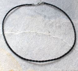 Kunstleder Kette geflochten - schwarz - 3mm - 45cm - 10 St�ck