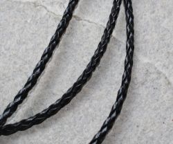Kunstleder Kette geflochten - schwarz - 3mm - 45cm - 10 St�ck