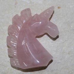 Einhorn Kopf Tier Gravur - Rosaquarz - 5-5,5cm -  1 St�ck