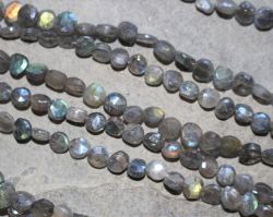 Labradorit - Disc - facettiert - 6-7mm - 45cm - Edelstein Kette