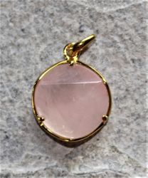 Rosaquarz - Anh�nger - Cabochon facettiert mit Fassung - 1 St�ck