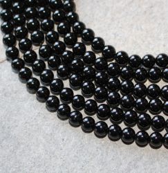 Turmalin - schwarz - Kugel - 4mm - Kettenstrang