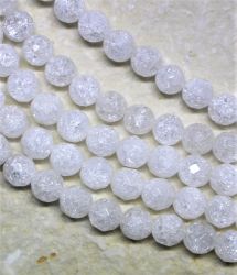 Bergkristall - cracked - facettiert - Kugel - 8mm - Kettenstrang