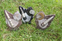 Goniatit und Orthoceras - Stufe zum Aufstellen - 1 St�ck