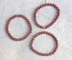 Jaspis rot - Kugel - 6mm - Armband Elastik - 3 St�ck