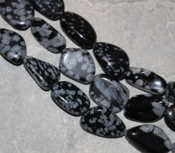 Schneeflocken Obsidian - Barock - 14-18mm - Kettenstrang