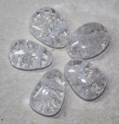 Bergkristall cracked - Trommelsteine gebohrt - Anh�nger - 5 St.