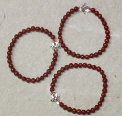 Jaspis rot - Kugel - 4mm - Kinder Armband Elastik - 3 St�ck
