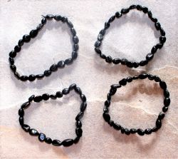 Turmalin - schwarz - Barock - 6-8mm - Armband Elastik - 4 St.