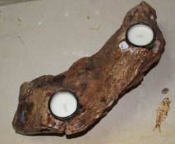 Versteinertes Holz - Stamm - Teelichhalter - 24x12cm - Unikat
