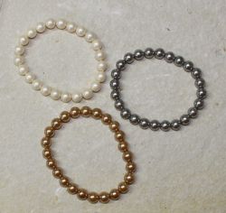Muschelkernperlen - Kugel - 8mm - Armband Elastik - 3 St�ck