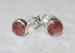 Sonnenstein - Rund - Cabochon - 5-6mm - Silber - Ohrstecker