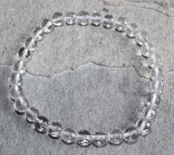 Bergkristall - Kugel - facettiert - 6mm - Armband Elastik - 1 St