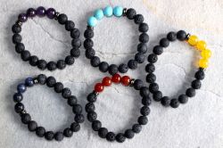 Edelstein Mix - Lava - Kugel - 10mm - Armband Elastik - 3 St.