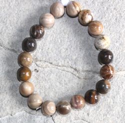 Versteinertes Holz - Kugel - 10mm - Armband Elastik - 1 St�ck