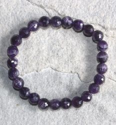 Amethyst - Kugel - facettiert - 8mm - Armband Elastik -  1 St�ck