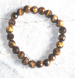 Tigerauge - Kugel - facettiert - 8mm - Armband Elastik - 1 St�ck