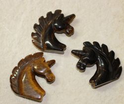 Einhorn Kopf Tier Gravur - Tigerauge - 5,5x4,5cm - 1 St�ck