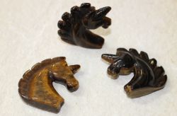 Einhorn Kopf Tier Gravur - Tigerauge - 5,5x4,5cm - 1 St�ck