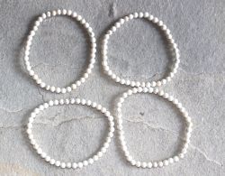 Magnesit - Kugel - 4mm - Armband Elastik - 4 St�ck