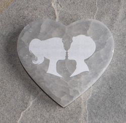 Selenit - Herz - Liebesp�rchen - 10x9,5cm - 1 St�ck
