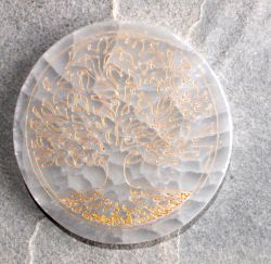 Selenit - Scheibe - Baum des Lebens - 10cm - 5 St�ck