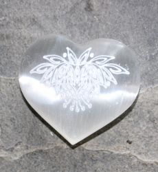Selenit - Herz - Lotusblume - 70x60mm - 1 St�ck