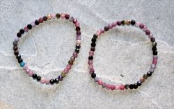 Turmalin - Kugel - facettiert - 4mm - Armband Elastik - 2 St.