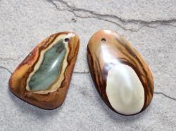 Polychrome Jaspis - Freeform gebohrt - Anh�nger - 2 St�ck