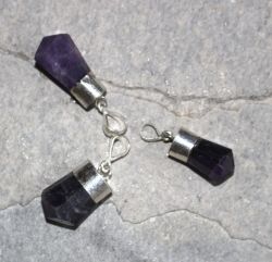 Amethyst - Anh�nger - Pendel Spitze mit Fassung - 2 St�ck