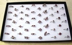 Edelstein Mix facettiert - Ring - versilbert - 50 St�ck