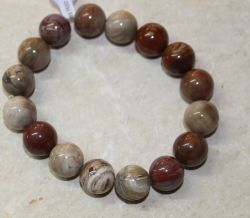 Versteinertes Holz - Kugel - 12mm - Armband Elastik - 1 St�ck