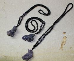 Trauben Chalcedon - Anh�nger - mit Onyx Kette - 60 cm - 1 St�ck