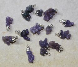 Trauben Chalcedon - Anh�nger mit �se - versilbert - 3 St�ck