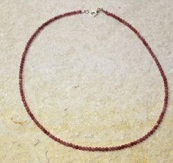 Rodonit - Kugel - facettiert - 3mm - 45cm - Kette