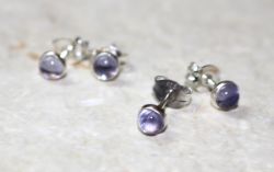 Iolith - Rund - Cabochon - 5mm - Silber - Ohrstecker - 1 Paar