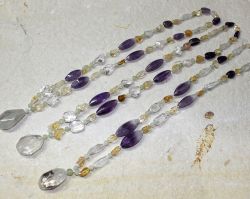 Edelstein Mix Amethyst Citrin - Fancy Kette - 60-65cm - 1 St�ck