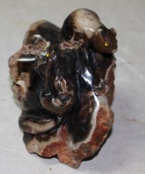 Murmeltier Tier Figur - Versteinertes Holz - 9x8cm Einzelst�ck