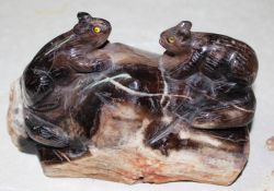 Murmeltier Tier Figur - Versteinertes Holz - 13x8cm Einzelst�ck