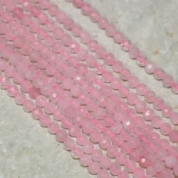 Rosaquarz - Kugel - facettiert - 3mm - Kettenstrang