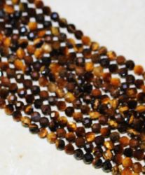 Tigerauge - Kugel - facettiert - 3mm - Kettenstrang