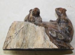 Murmeltier Tier Figur - Versteinertes Holz - 12,5x7cm Einzelst�c